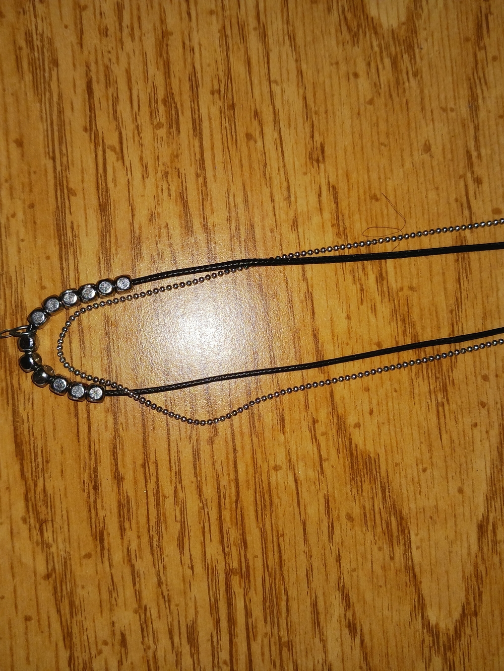 Black Layered Necklace with Clear Crystal Accents